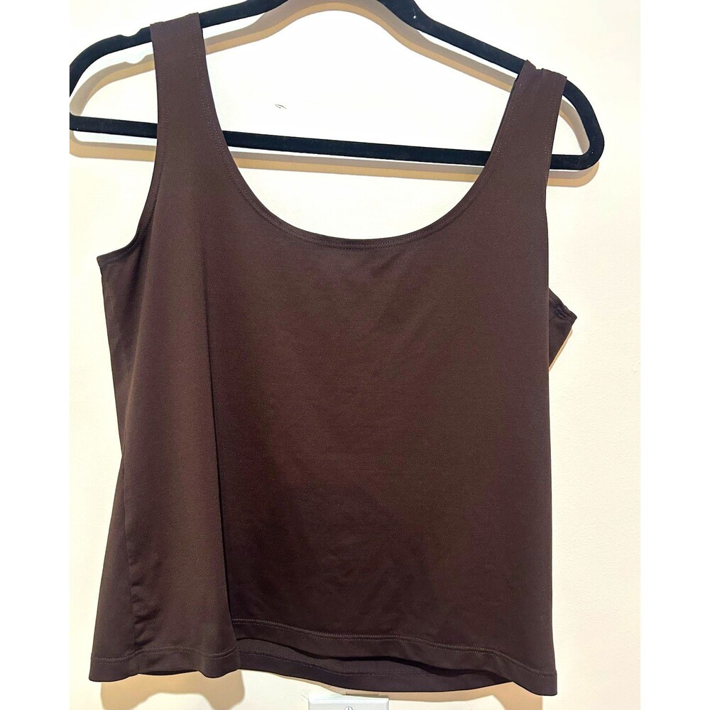 Mainbocher Women's Brown Solid Scoop Neck Wide Strap Sleeveless Tank Top M